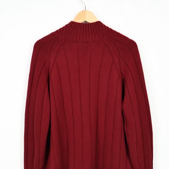 Loro Piana 100% Baby Cashmere Chunky Knit Bordeaux Red Cardigan Size 46 Flawed - Picture 4 of 12